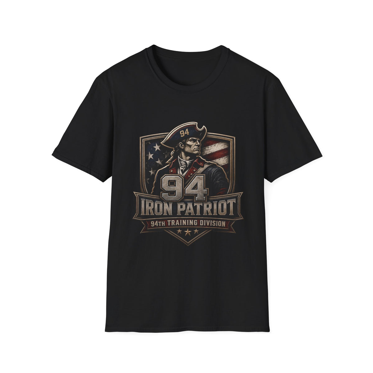 Iron Patriot 94 Training Division T-Shirt — Vintage American Flag Military Tee