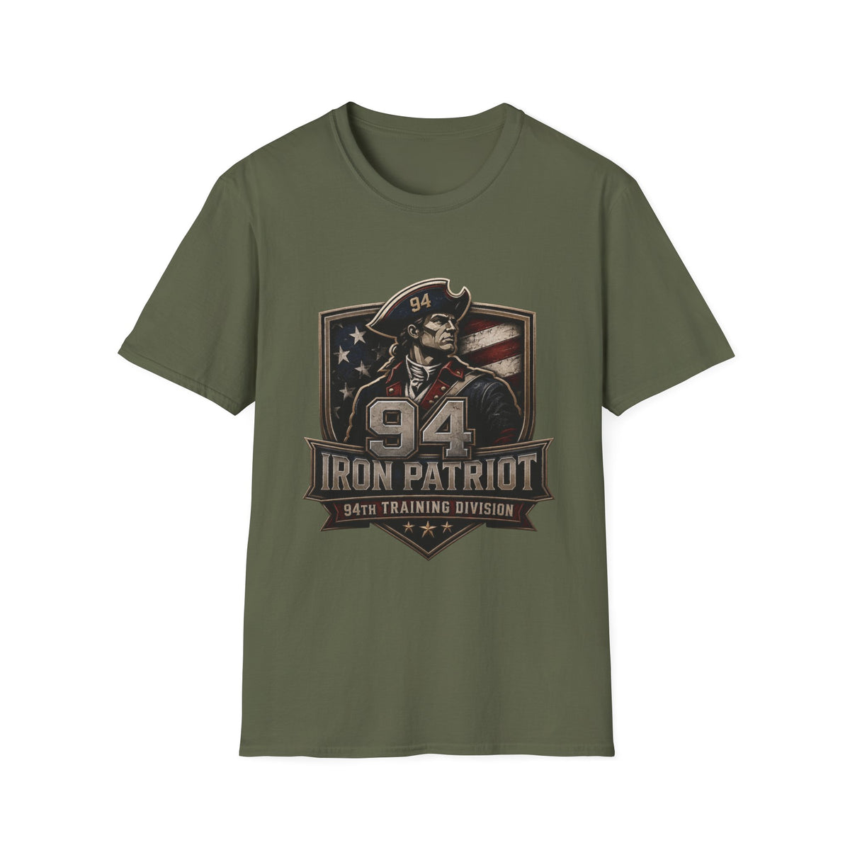 Iron Patriot 94 Training Division T-Shirt — Vintage American Flag Military Tee