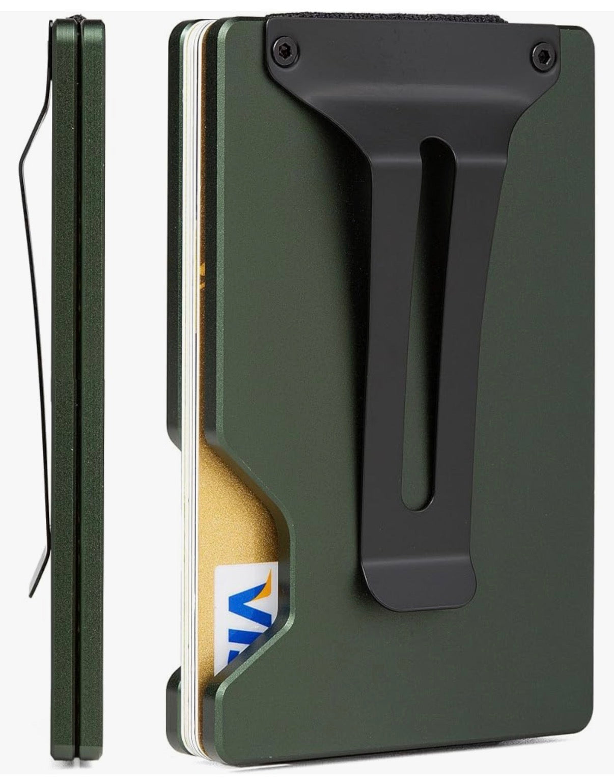Custom minimalist RFID aluminum wallet with engraved design by Dragon Vaults