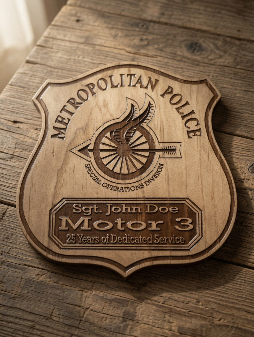 Personalized engraved wooden plaque for awards, recognition, or gifts