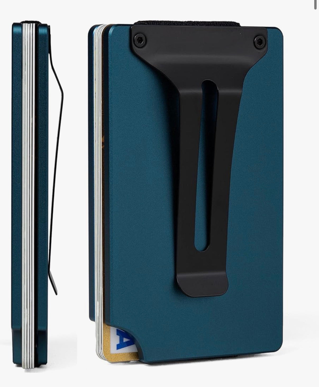 Custom minimalist RFID aluminum wallet with engraved design by Dragon Vaults