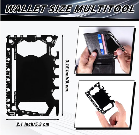 Stainless steel wallet multi-tool credit card with custom laser engraving