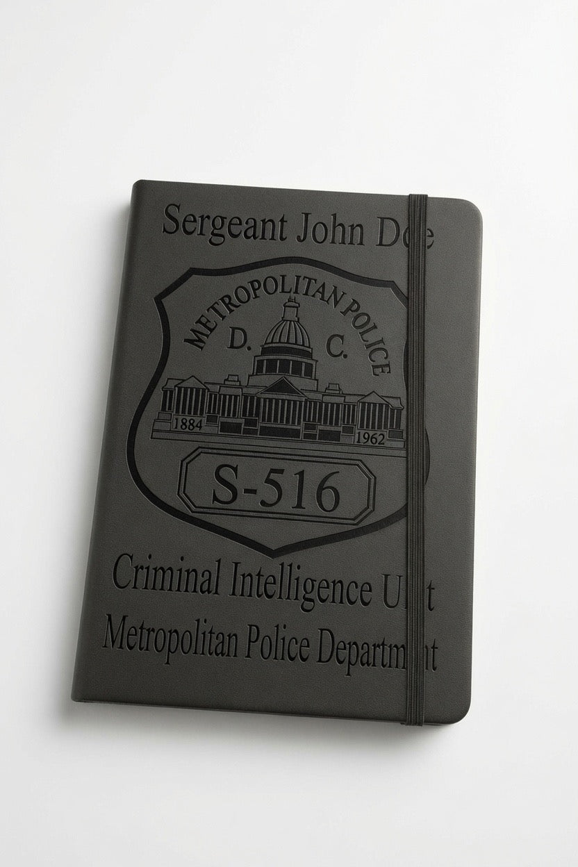 Large leather notebook personalized with custom laser engraved artwork