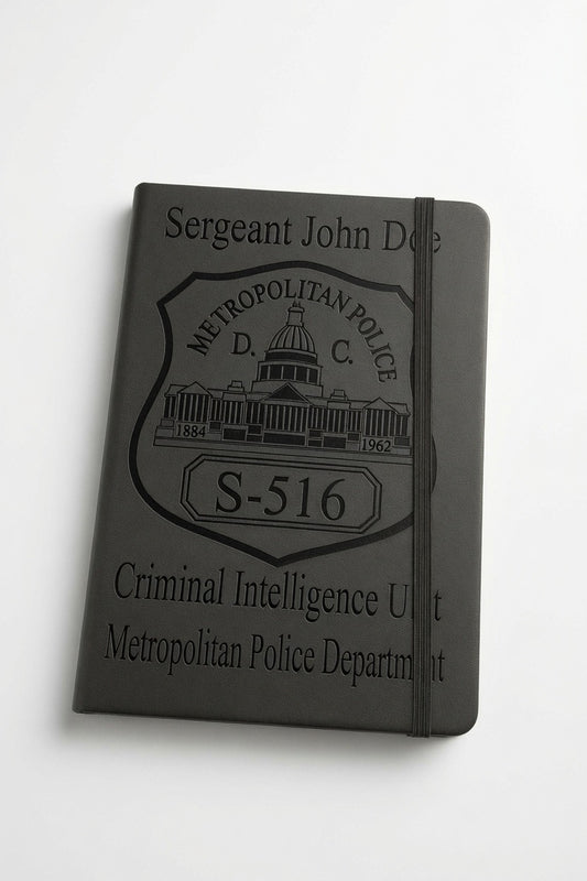 Large leather notebook personalized with custom laser engraved artwork