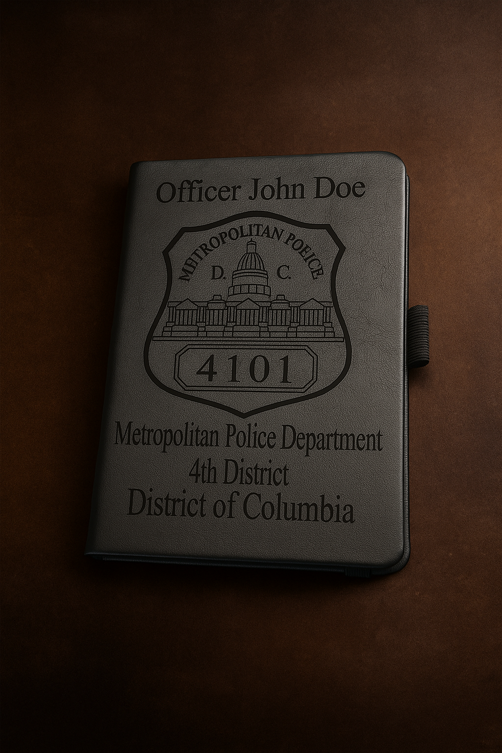 Small leather notebook personalized with custom laser engraved logo