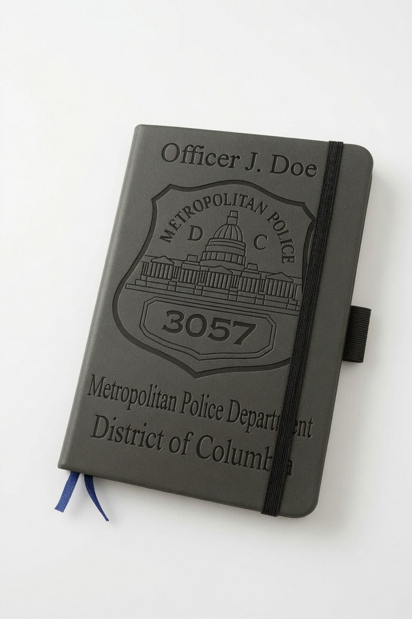 Small leather notebook personalized with custom laser engraved logo